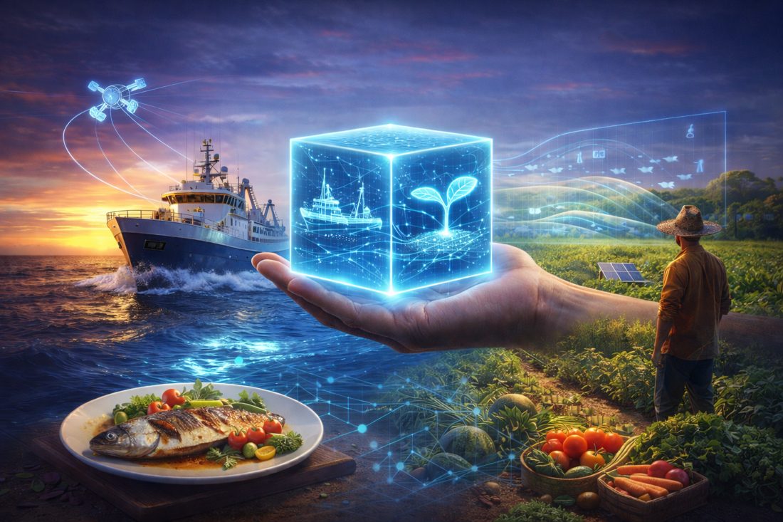 Smart sea and farm technology concept
